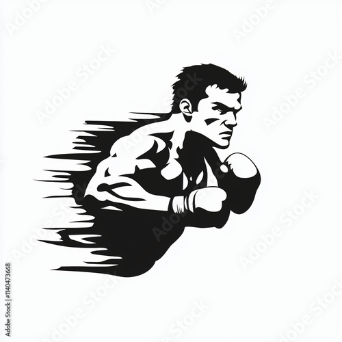 minimalist vector logo of professional boxer photo