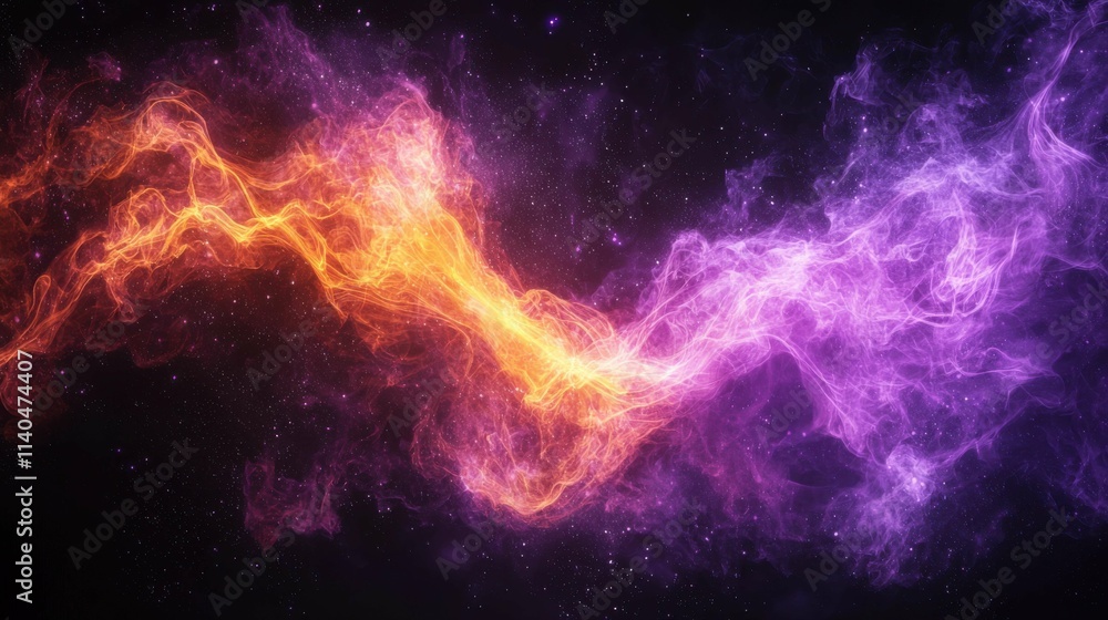 This vibrant abstract image features dynamic swirling waves of orange and purple against a dark background, resembling cosmic phenomena. This vibrant abstract image features dynamic swirling waves of orange and purple against a dark background, resembling cosmic phenomena.