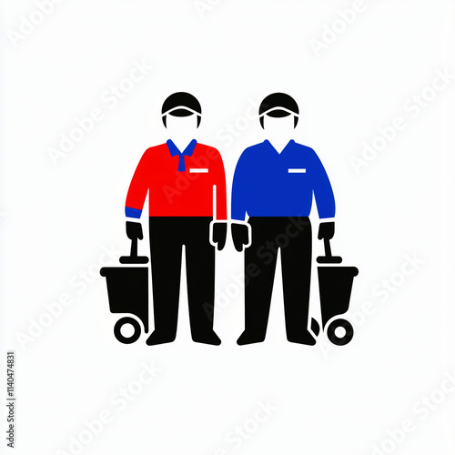 minimalist vector logo of floor cleaning team  photo