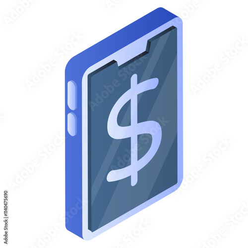 Dollar inside smartphone, icon of mobile money