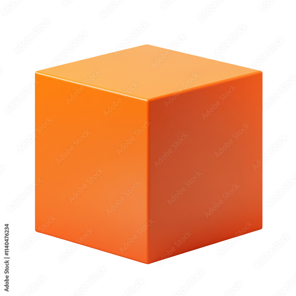 Fototapeta premium Orange 3D Geometric Cube on white and transparent background