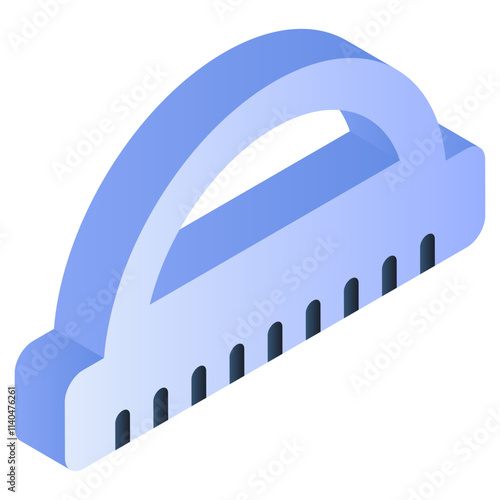 A flat isometric design icon of protractor scale