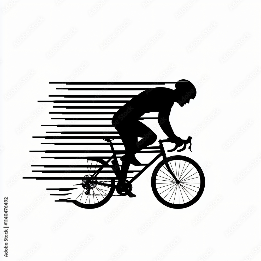 Obraz premium minimalist vector logo of biker with wheel and speed lines