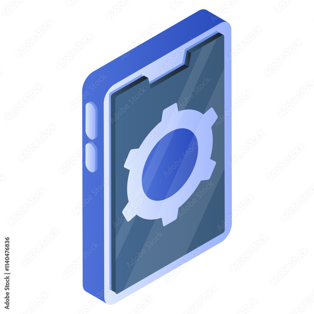 Gear inside phone, editable design icon of mobile management Gear inside phone, editable design icon of mobile management