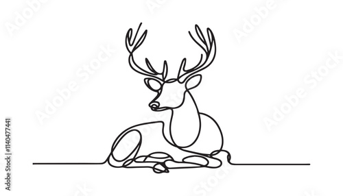 Continuous one single minimal line drawing deer

