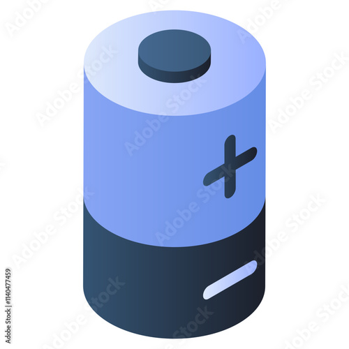 A flat isometric icon of battery cell