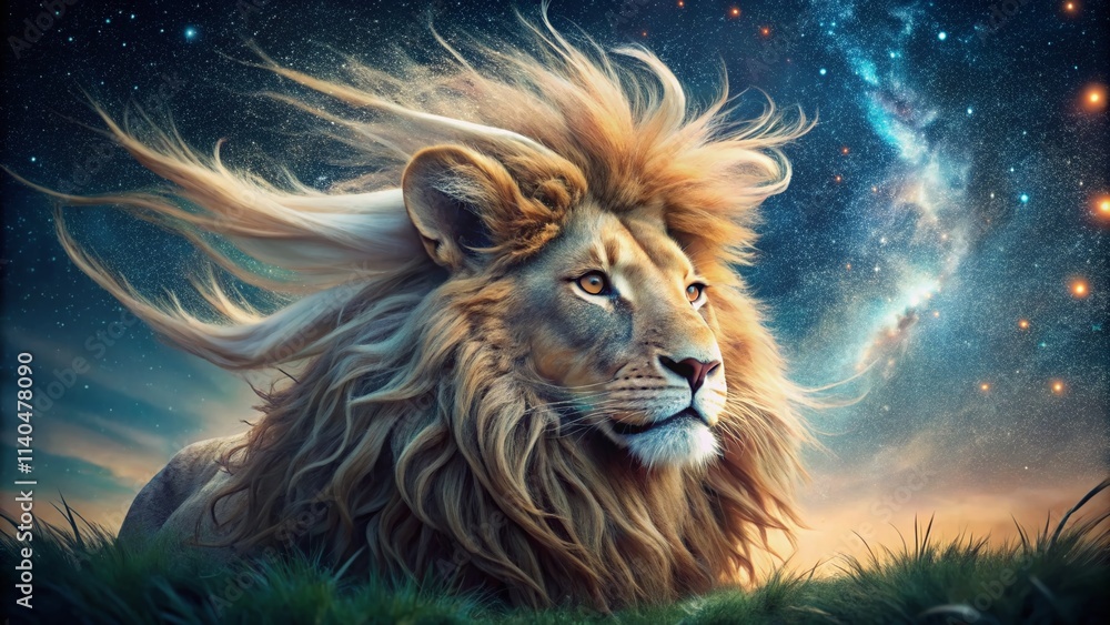 Long Exposure Photography: Majestic Lion Mane, Fluffy Rabbit, Surreal Night Scene Long Exposure Photography: Majestic Lion Mane, Fluffy Rabbit, Surreal Night Scene