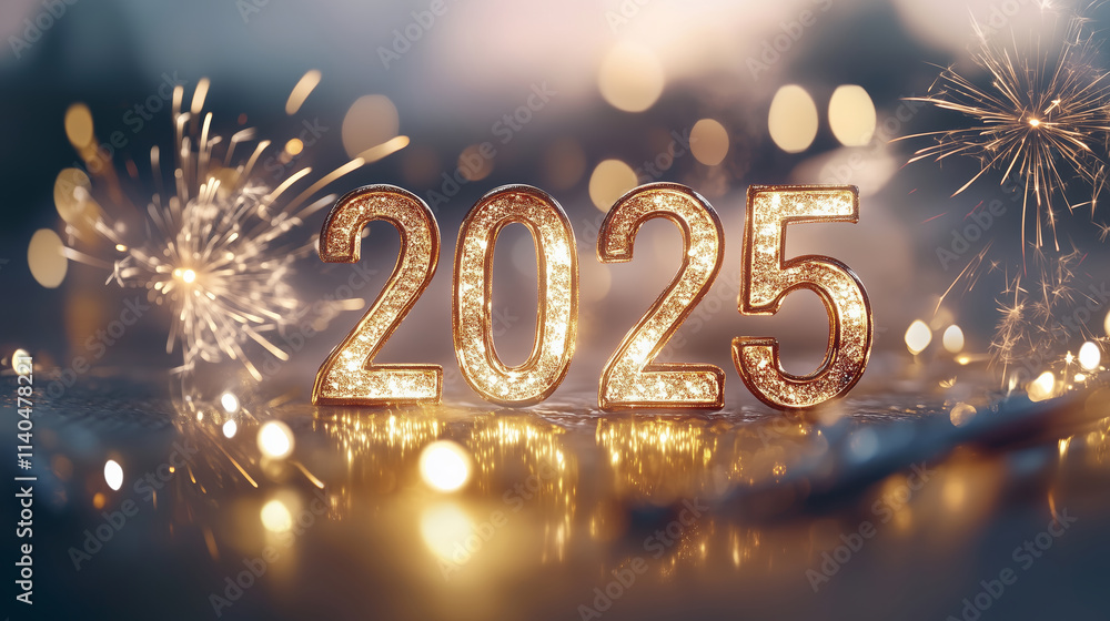 Happy new year 2025 on fireworks and beautiful Boked background Happy new year 2025 on fireworks and beautiful Boked background