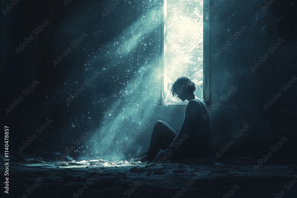 person sitting in dark room person sitting in dark room