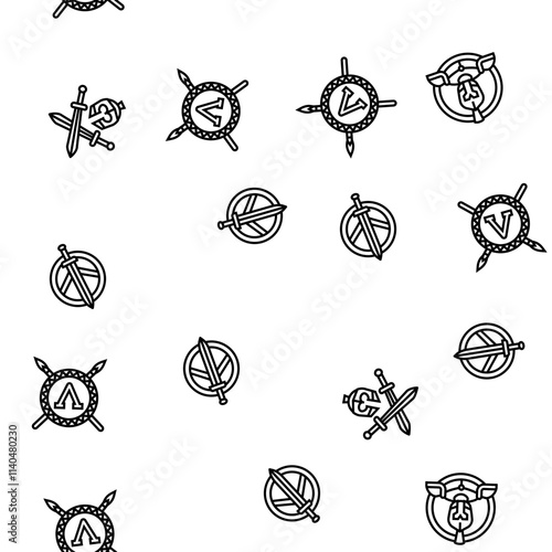 spartan warrior helmet roman vector seamless pattern thin line illustration
