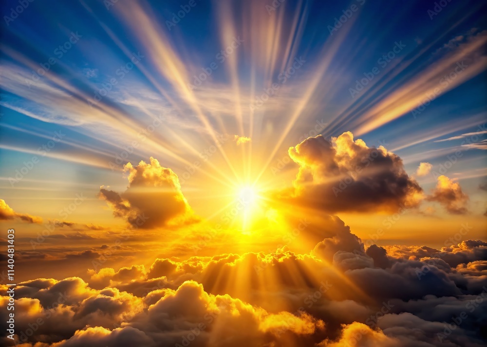 Fototapeta premium Long Exposure Sunshine Photography: Golden Hour, Happy Sun Beams, Bright Sunlight, Sun Rays, Summer Vibes