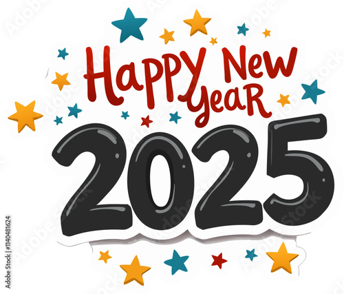 Happy new year 2025 design. With colorful truncated number illustrations. Premium vector design 2025