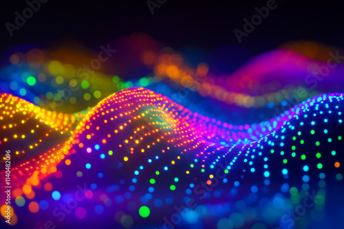 Wallpaper Mural Vibrant abstract digital wave pattern with colorful lights in dynamic motion Torontodigital.ca
