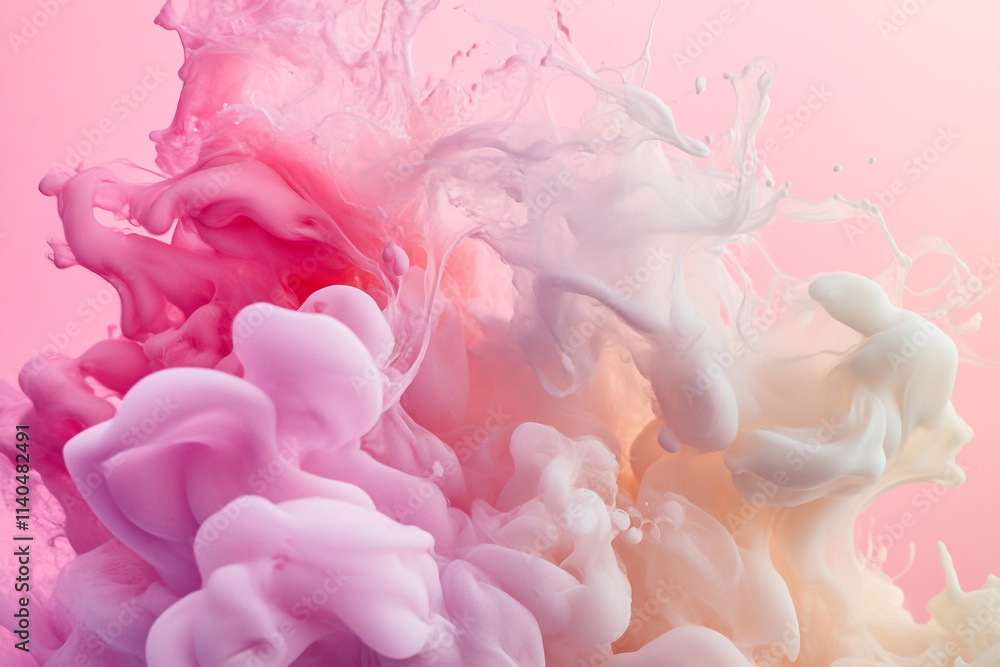 Fototapeta premium Colorful abstract swirling patterns create a mesmerizing visual in soft pink hues