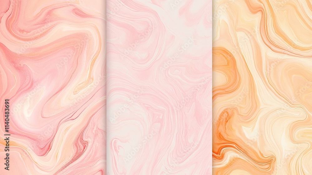 Fototapeta premium Marble pattern with pink and orange swirls
