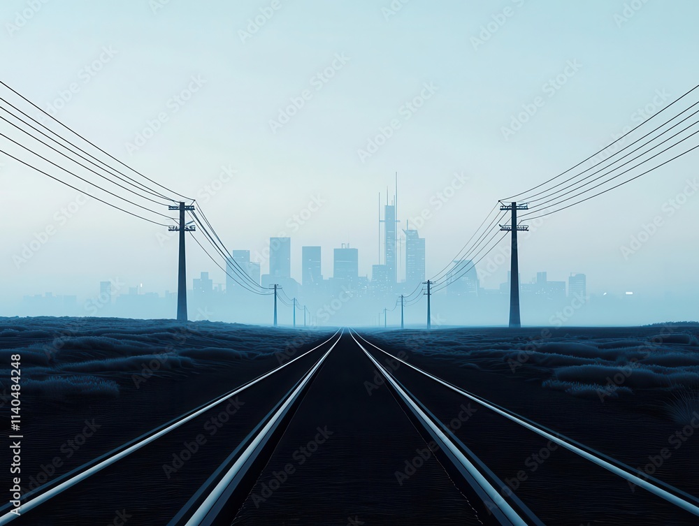 Obraz premium Underground transmission cables connecting a wind farm to a city, minimal environmental impact, hidden power distribution