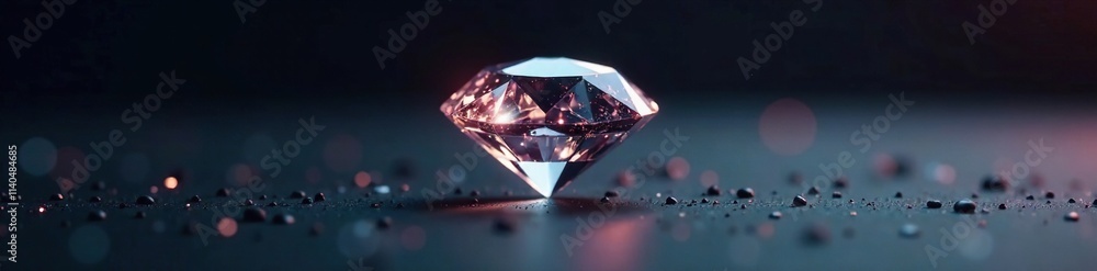 A diamond resting on a black surface with subtle, glowing aura around it, luminescent, dark, halo A diamond resting on a black surface with subtle, glowing aura around it, luminescent, dark, halo