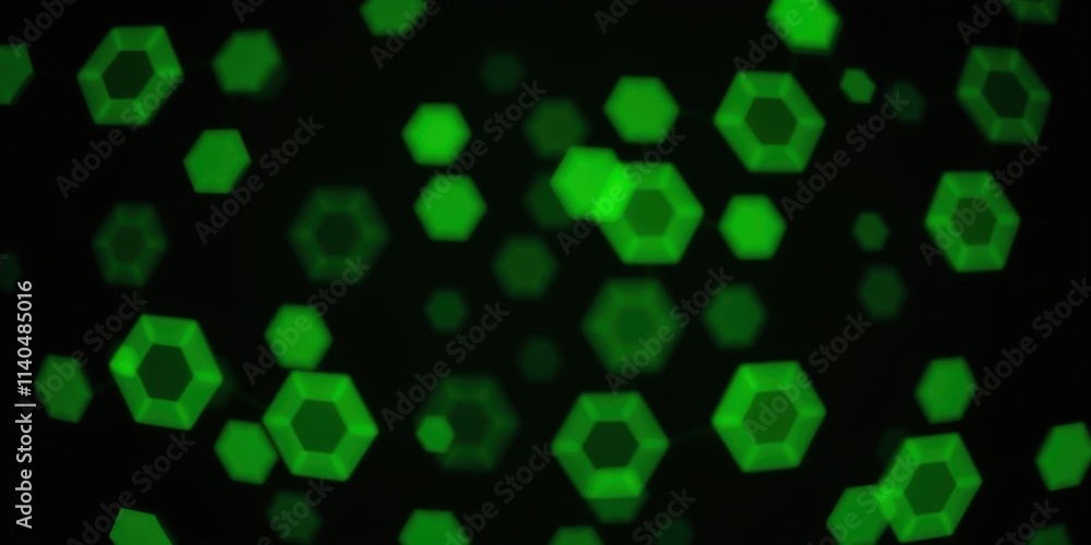 Abstract Green Hexagon Pattern Background with a Soft Glow Abstract Green Hexagon Pattern Background with a Soft Glow
