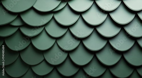Vibrant green ceramic tiles arranged in a unique overlapping pattern on a wall