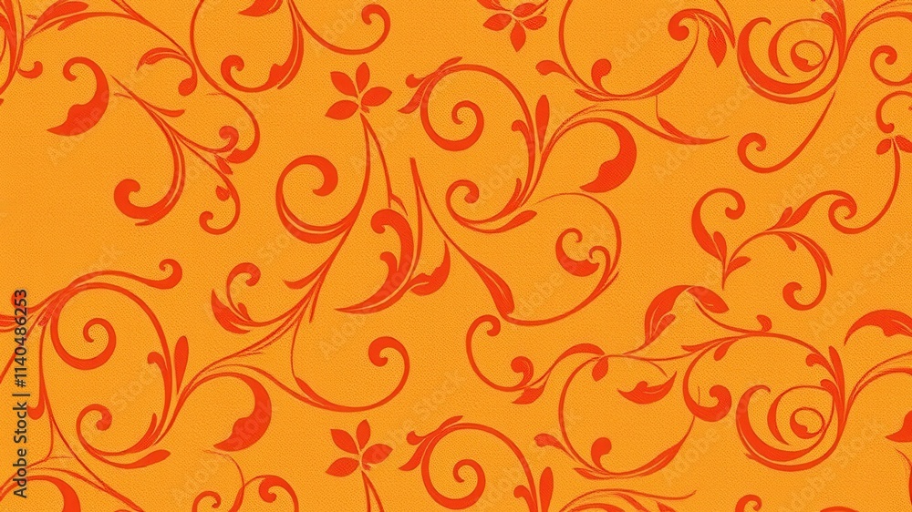 Orange and Red Swirling Floral Pattern Background Texture Design for Fabric, Wallpaper, or Textile Projects Orange and Red Swirling Floral Pattern Background Texture Design for Fabric, Wallpaper, or Textile Projects