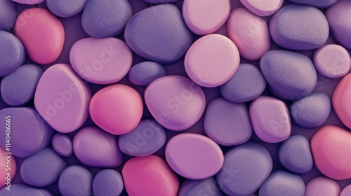 Colorful stones of various shapes and sizes arranged on a simple background