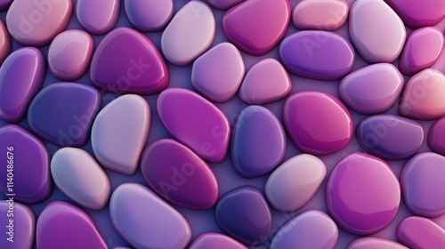 Colorful stones of various shapes and sizes arranged on a simple background