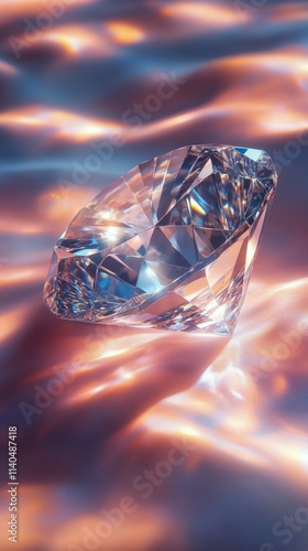 Sparkling crystal refracts light creating vibrant rainbow colors on a surface