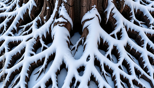 Wallpaper Mural Snow-Dusted Tree Roots Forming Natural Patterns - Detailed and artistic. background copyspace Torontodigital.ca