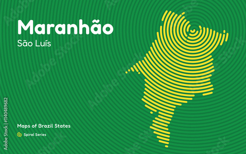 Map of the Brazilian State of Maranhão with São Luís as the Center, Circular Spiral pattern.