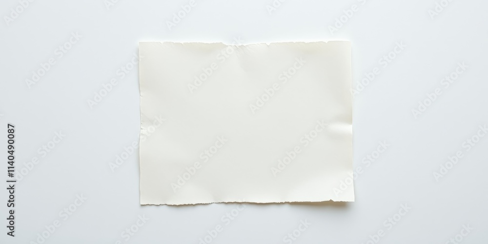 A Single Sheet of Textured, Off-White Paper with Irregular, Torn Edges on a Plain Background A Single Sheet of Textured, Off-White Paper with Irregular, Torn Edges on a Plain Background