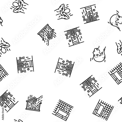 sauna bath spa relax steam room vector seamless pattern thin line illustration