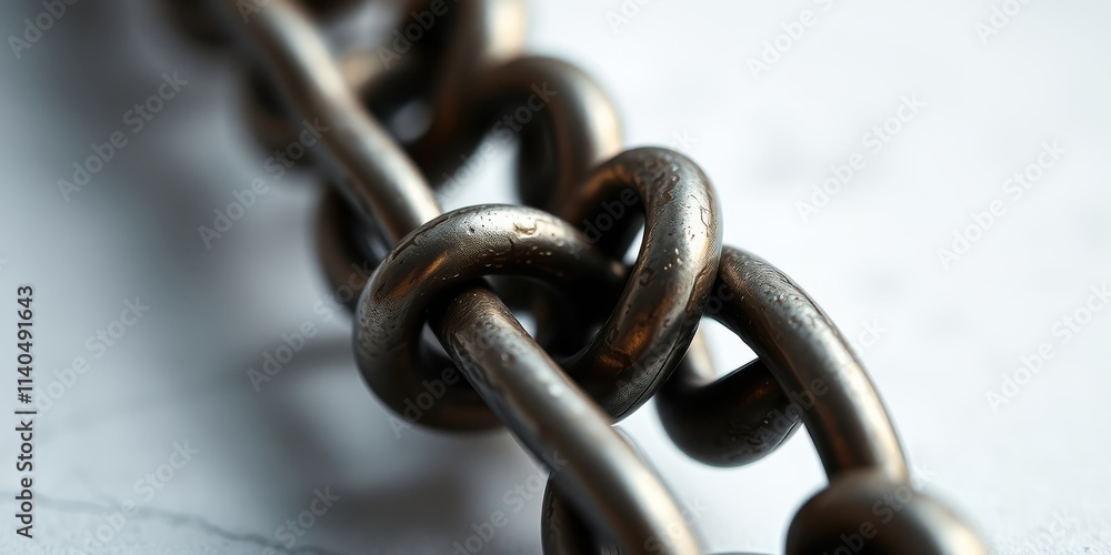 Close-up of Interlocking Metal Chain Links Showing Strength and Connection Close-up of Interlocking Metal Chain Links Showing Strength and Connection