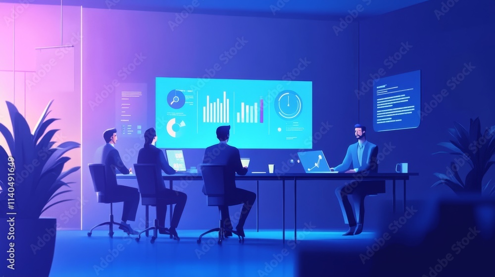 Business Analyst in Modern Office Setting with Data Presentation Business Analyst in Modern Office Setting with Data Presentation