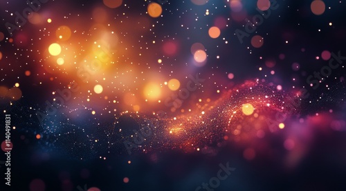 Stunning cosmic abstraction with vibrant colors and luminous particles in a d...