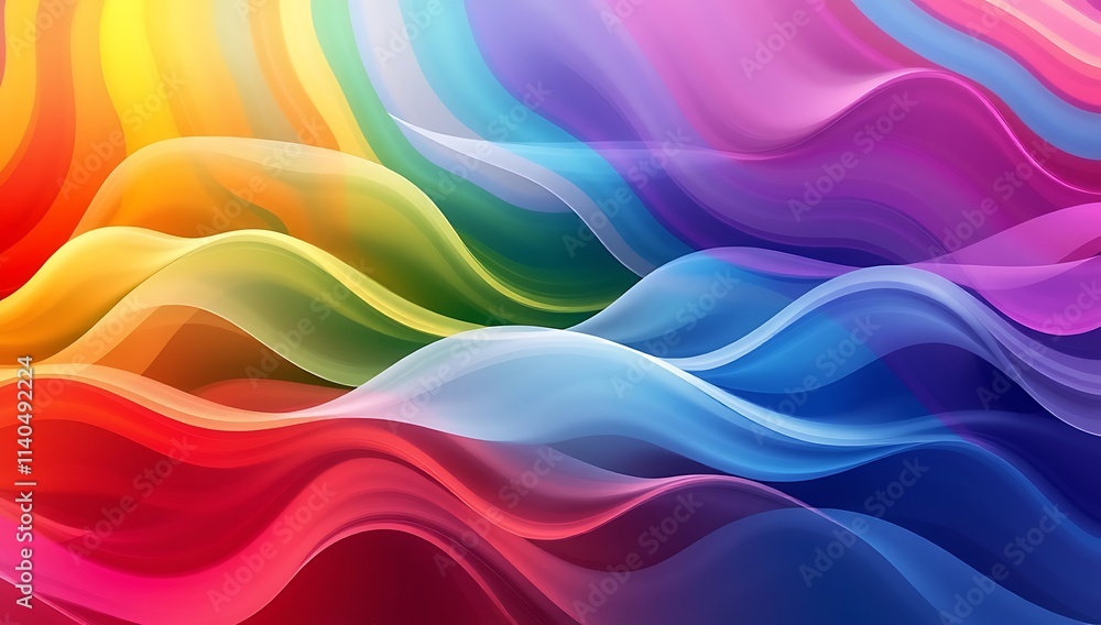 Rainbow Hues Flowing In Wavy Abstract Design Rainbow Hues Flowing In Wavy Abstract Design