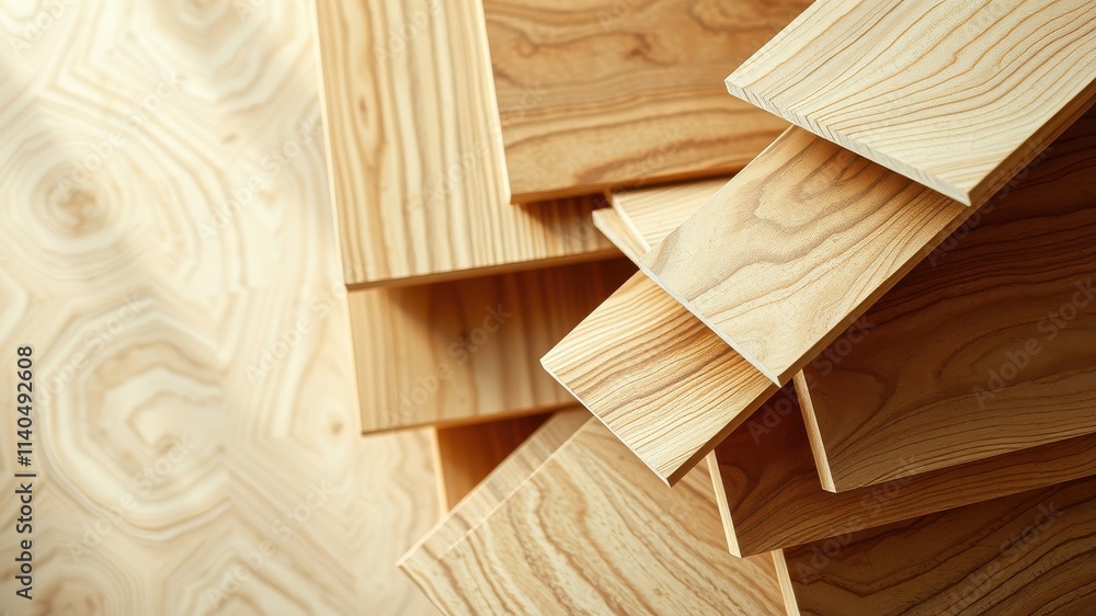 Stack of Light Wood Planks, Showing Grain and Texture, Ideal for Construction, Crafts, or Interior Design Projects Stack of Light Wood Planks, Showing Grain and Texture, Ideal for Construction, Crafts, or Interior Design Projects