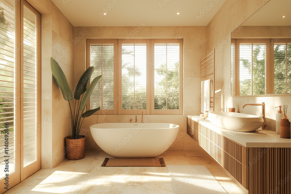A cozy bathroom in warm colors A cozy bathroom in warm colors