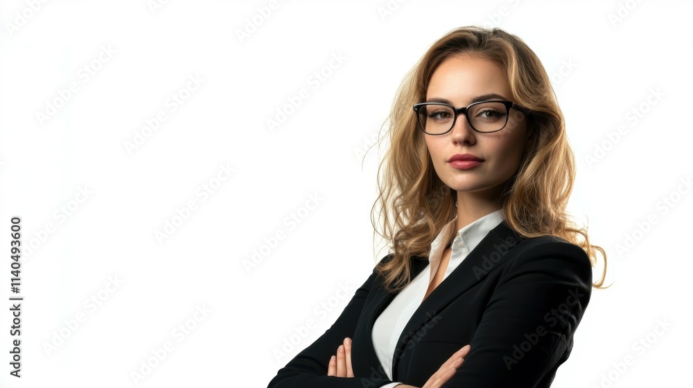 Businesswoman in formal attire, white isolate background Businesswoman in formal attire, white isolate background