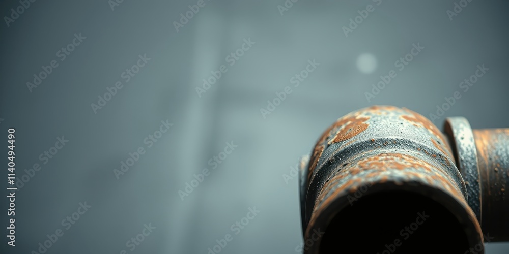 Close-up of a corroded metallic pipe fitting showing signs of age and wear Close-up of a corroded metallic pipe fitting showing signs of age and wear