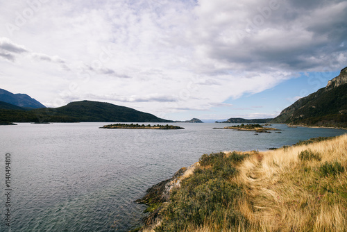 Vista panorámica de la Bahía Lapataia, Parque Nacional Tierra del Fuego, Argentina photo