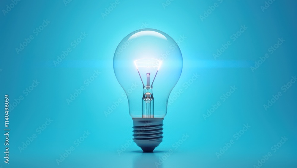 Bright light bulb shining on a blue background, innovation and ideas Bright light bulb shining on a blue background, innovation and ideas