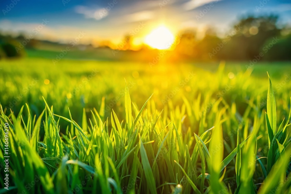 Lush Green Grass Background: Horizontal Nature Photography for Websites & Designs