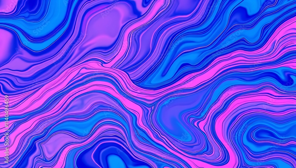 Fototapeta premium Abstract Swirling Blue Pink Liquid Marble Design