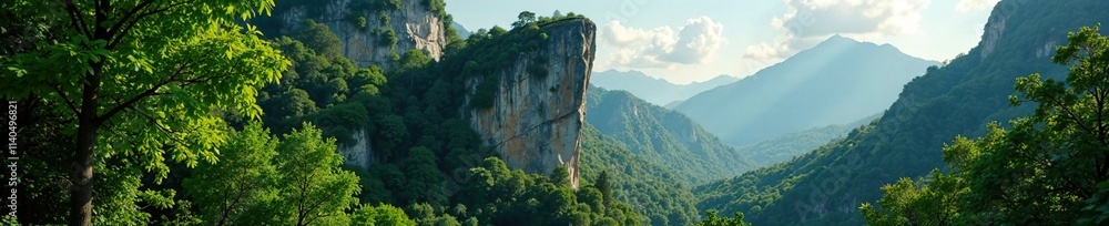 ancient granite monolith amidst lush green forest, nature, forest landscape, foliage ancient granite monolith amidst lush green forest, nature, forest landscape, foliage
