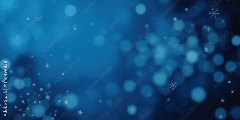 Winter Wonderland Abstract Blue Background with Falling Snowflakes and Soft Bokeh Lights Winter Wonderland Abstract Blue Background with Falling Snowflakes and Soft Bokeh Lights