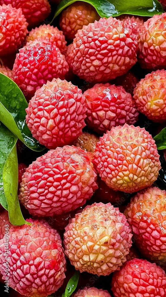Top view of fresh lychee, showcasing vibrant color and texture Top view of fresh lychee, showcasing vibrant color and texture