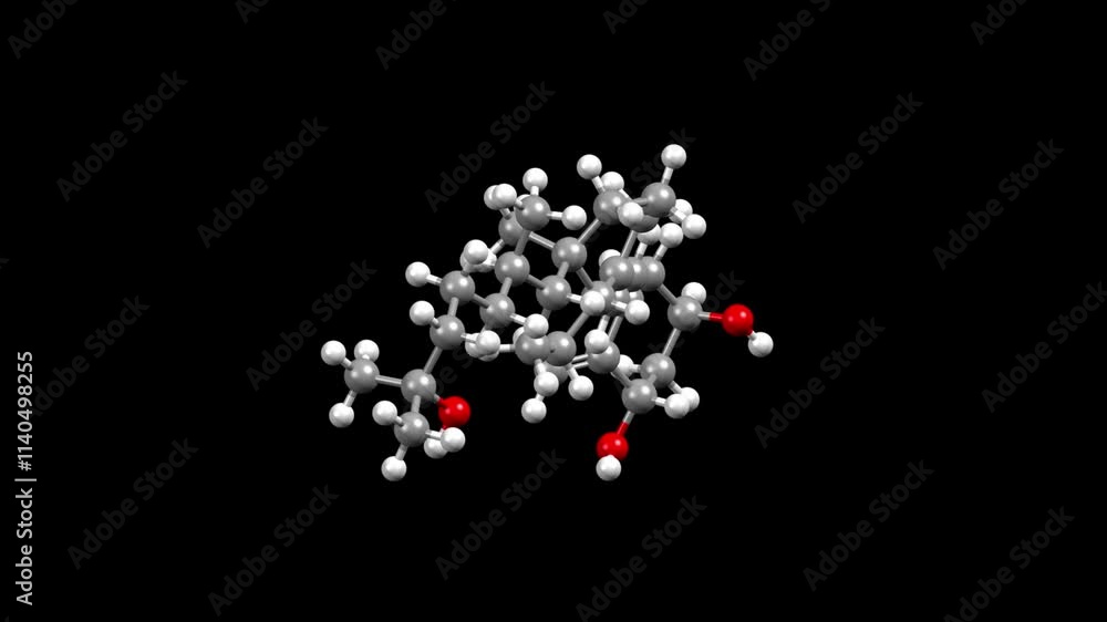 Structure of vitamin D3 (calcitriol). Animated 3D ball-and-stick and space-filled models, black background Structure of vitamin D3 (calcitriol). Animated 3D ball-and-stick and space-filled models, black background