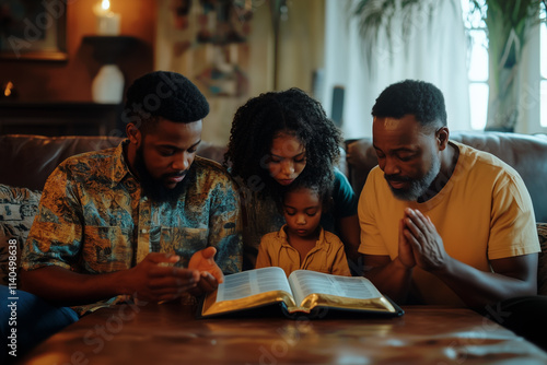 African family praying for god.