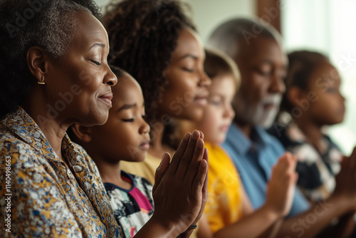 African family praying for god.