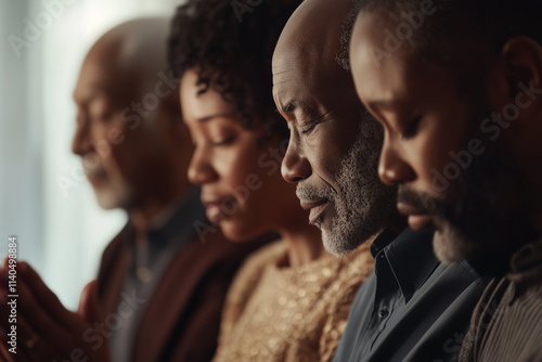 African family praying for god.